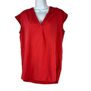 Liz Claiborne Womens Red Sleeveless V-Neck Polyester Blouse Top Size Medium